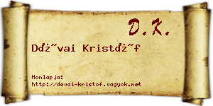 Dévai Kristóf névjegykártya